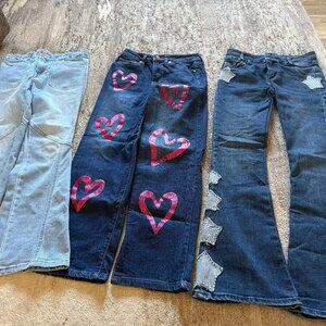 (Truce, Tractor and Ymigirl) Girls Youth Size 12 Jeans lot of 3   Star Hearts
